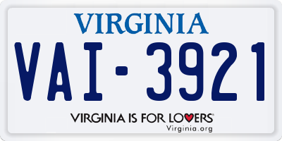 VA license plate VAI3921