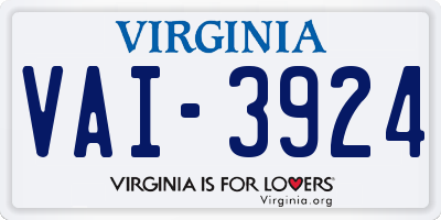 VA license plate VAI3924