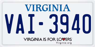 VA license plate VAI3940