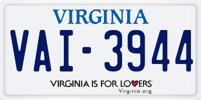 VA license plate VAI3944