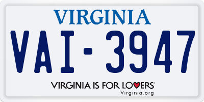 VA license plate VAI3947
