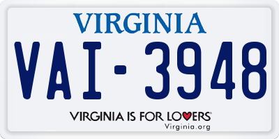 VA license plate VAI3948