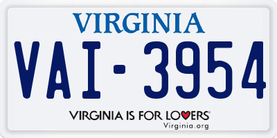 VA license plate VAI3954