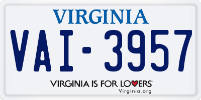 VA license plate VAI3957