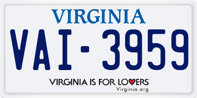 VA license plate VAI3959