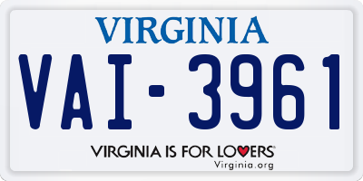 VA license plate VAI3961