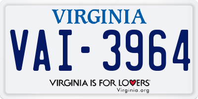 VA license plate VAI3964