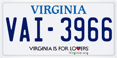 VA license plate VAI3966