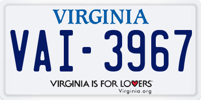 VA license plate VAI3967