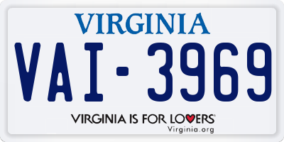 VA license plate VAI3969