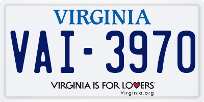 VA license plate VAI3970