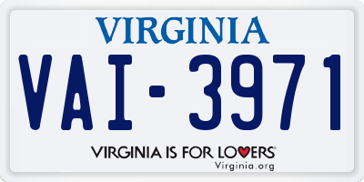 VA license plate VAI3971
