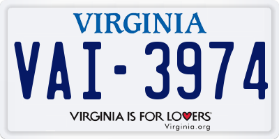 VA license plate VAI3974