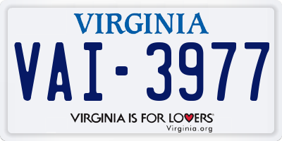 VA license plate VAI3977