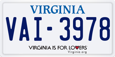 VA license plate VAI3978