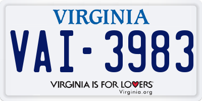 VA license plate VAI3983