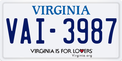 VA license plate VAI3987