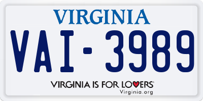 VA license plate VAI3989
