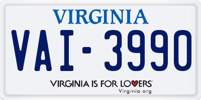 VA license plate VAI3990