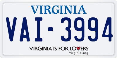 VA license plate VAI3994