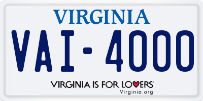 VA license plate VAI4000