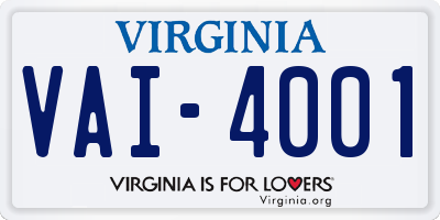 VA license plate VAI4001