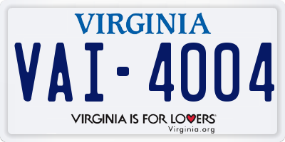 VA license plate VAI4004