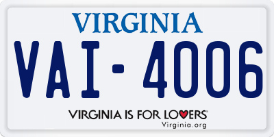 VA license plate VAI4006