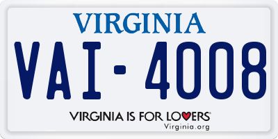 VA license plate VAI4008