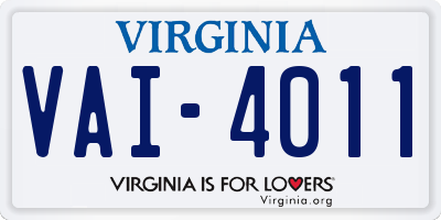 VA license plate VAI4011