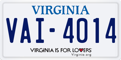 VA license plate VAI4014