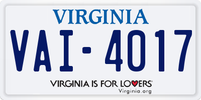 VA license plate VAI4017