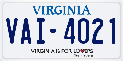 VA license plate VAI4021