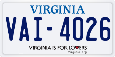VA license plate VAI4026
