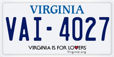 VA license plate VAI4027
