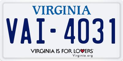 VA license plate VAI4031
