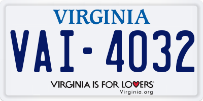 VA license plate VAI4032