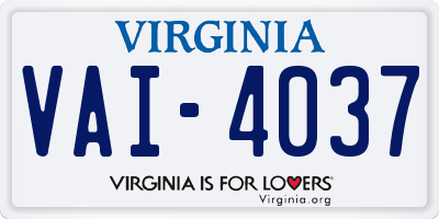 VA license plate VAI4037