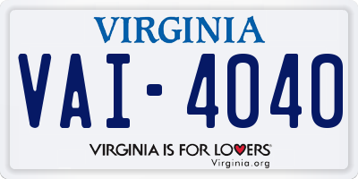 VA license plate VAI4040
