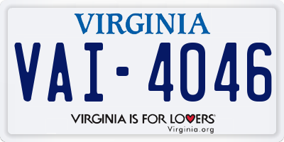 VA license plate VAI4046