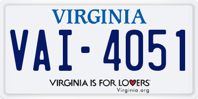 VA license plate VAI4051