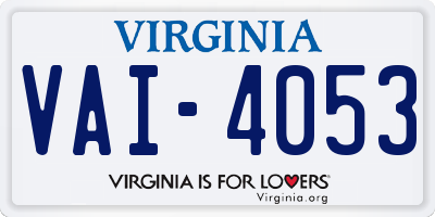 VA license plate VAI4053