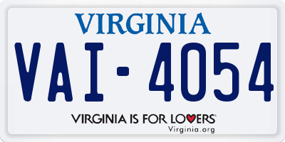 VA license plate VAI4054