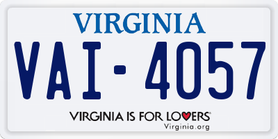 VA license plate VAI4057