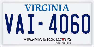 VA license plate VAI4060