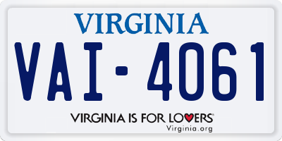 VA license plate VAI4061