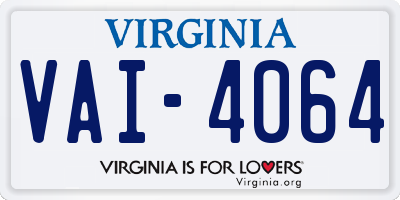 VA license plate VAI4064