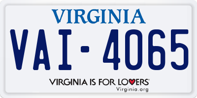 VA license plate VAI4065