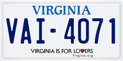 VA license plate VAI4071