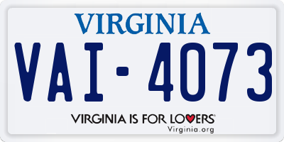 VA license plate VAI4073